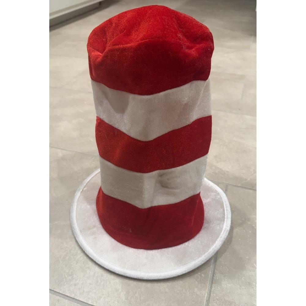 Dr. Seuss CAT IN THE HAT Costume Top Hat Red White Striped Felt Cosplay